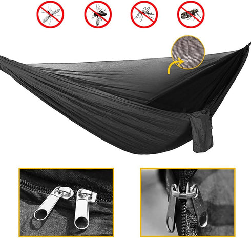 Oversized Rain Rope Tarp and Camping Hammock with Mosquito Net, Portable Single Double Hammock Set for Outdoor