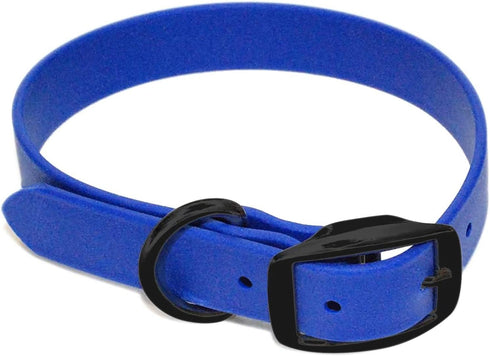 Regal Dog Products Medium Blue Waterproof Collar with Heavy Duty Black Hardware Buckle & D Ring | Adjustable Biothane