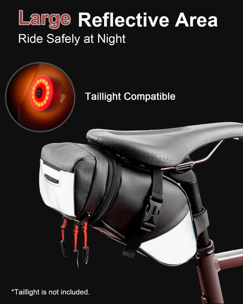 Water-resistant Bike Seat Bag, Expandable Capacity Cycling Under Seat Pouch 1.5-2L, Pack for Mountain Road Bikes