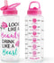 Home Tune 32oz Motivational Water Bottle with Straw & Time Marker, BPA Free, Dustproof, Leak Proof
