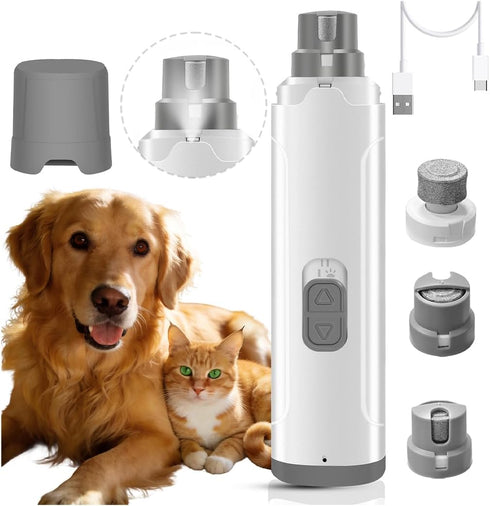 Lyjinbc Dog Nail Grinders, Electric Rechargeable Pet Nail Trimmer Low Noise with LED