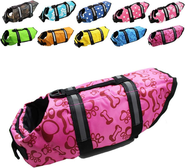 Snik-S Dog Life Jacket, Pet Swimming Preserver with Reflective Stripes and Adjustable Belt for Short Nose Dogs