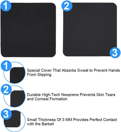 AMFUN 12 Pcs Gym Grip Pads for Weight Lifting Workout, Lifting Grips, Hand Pads, Adjustable Neoprene Padded for Men