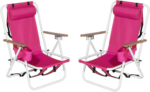 Pinikuyiro Set of 2 Folding Backpack Beach Chairs for Adults,Outdoor Folding Heavy Duty