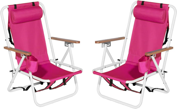 Pinikuyiro Set of 2 Folding Backpack Beach Chairs for Adults,Outdoor Folding Heavy Duty