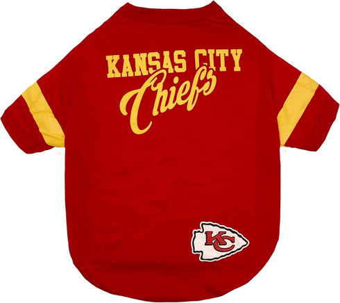 NFL Kansas City Chiefs T-Shirt for Dogs & Cats, Large, Durable Sports Tee for NFL Team Fans