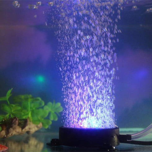 LED Aquarium Air Stones Fish Tank Bubbler Light Air Stone Diffuser Decor Lamp with Sucker Colorful Backgound Lighting (2.2inch Light Disk(No Remote)) by JackSuper