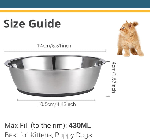 PEGGY11 Lightweight Stainless Steel Cat Bowls, 1.8 Cup, 2 Pack