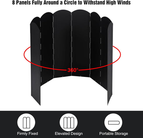 Lineslife Tall Camping Stove Windscreen - 8 Plates Lightweight Folding Portable Camp Stove Windshield