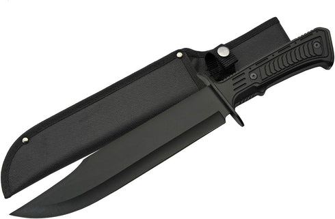 SZCO SUPPLIES 15" Black Tech Bowie Blade Knife for Outdoor Survival