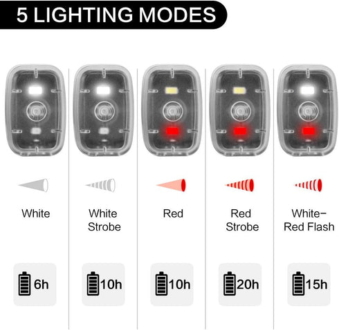 LED Safety Light, Clip On Strobe/Running Lights, Bike Tail Light with 5 Modes for Cycling, Hiking, Dogs, Kids