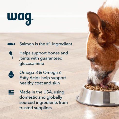 30 lb (Pack 1) Amazon Brand - Wag Wholesome Grains Dry Dog Food with Salmon and Brown Rice, Bag