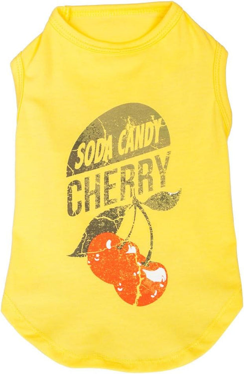 Blueberry Pet Cherry Soda Candy Cotton Dog Tank Top, Sunshine Yellow, Back Length 14", Pack of 1