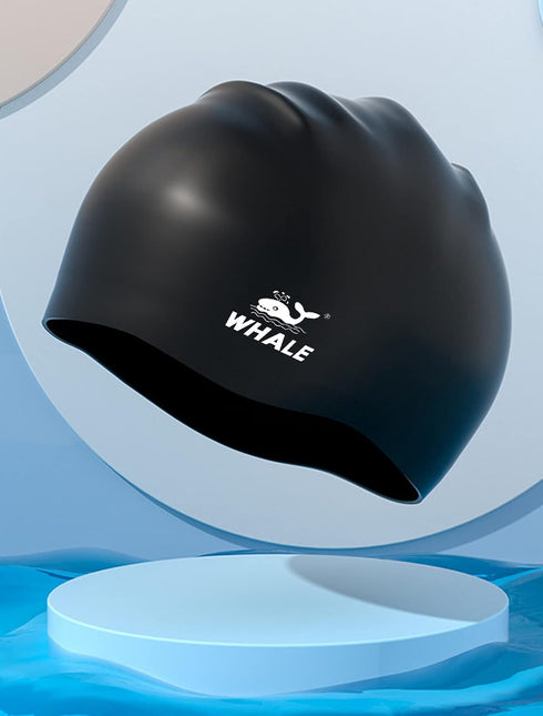 WHALE Extra Large Swim Cap - Durable Silicone Swimming Hat with Ear Protection for Long Thick Curly Hair & Dreadlocks