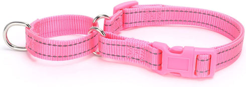 Martingale Dog Collar - Adjustable Nylon Training Collar for Small Medium Large Dogs (S, Pink)