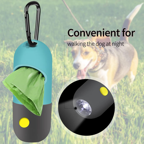 2 Pack Dog Poop Bag Dispenser with LED Flashlight, Pet Waste Bag Holder for Leash, 2 Rolls Leak-proof Doggy Waste Bags