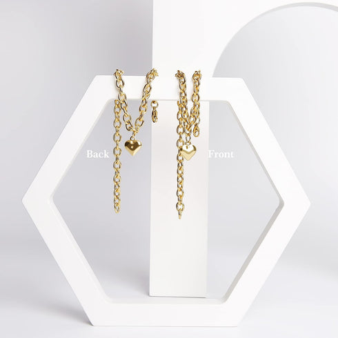 Dog Collar and Cat Chain Necklace, Stainless Steel Adjustable 18K Gold Heart-Shaped Necklace for Small Pets, Gold, 7
