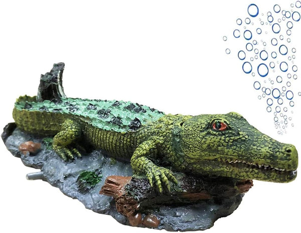 Aquarium Alligator Air Bubbler Decorations - Crocodile Ornament for Aerating Action, Oxygen Bubble Resin Crafts