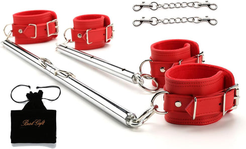 Spreader 2PCS Bar Set, Exercise Bar with 4pcs Adjustable Fur Straps, Portable Exercise