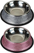 Generic 2 Dog Food Bowls Sparkling Stainless Steel Pet Water with Rubber Base for Cats & Color Stainless Steel Large