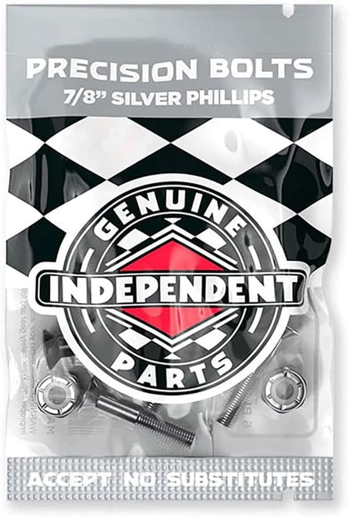 Independent Genuine Parts Cross Bolts, Standard Phillips Skateboard Hardware, Black/Silver, 7/8"