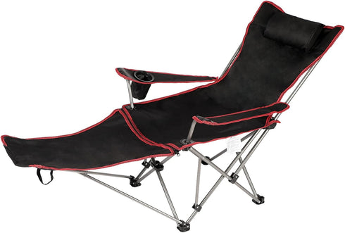 YSSOA Removable Footrest Reclining Camping Chair, 1-Pack, Black