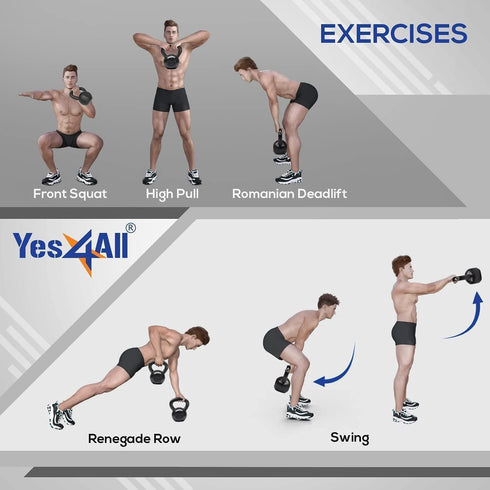 Yes4All 5-80 lbs Cast Iron Kettlebell - Dumbbell Weights for Full Body Home Workout Equipment