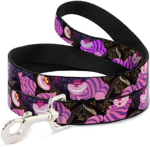 Buckle-Down Pet Leash - Cheshire Cat Tree Poses - 4 Feet Long - 1" Wide