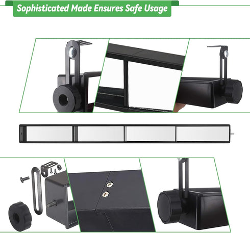 Universal Golf Cart 4 Panel Rear View Mirror for EZGO Club Car Yamaha, 35.8" Length Wide Angle Panoramic