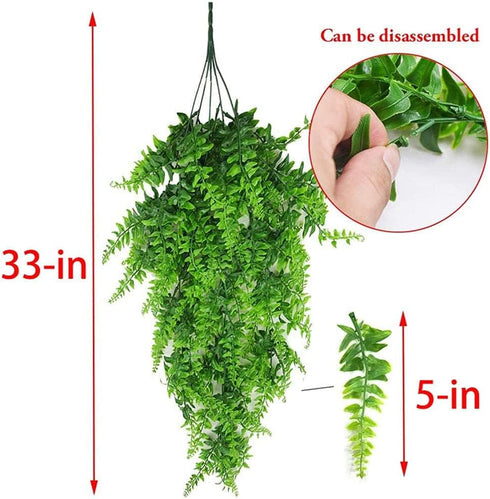 (2 Pack) PINVNBY Reptile Plants Hanging Fake Vines Boston Climbing Terrarium Plant with Suction Cup for Bearded Dragons