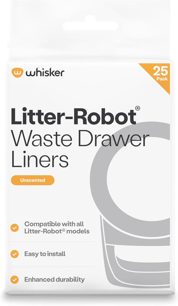 Litter-Robot Waste Drawer Liners by Whisker, 25 Pack - Litter Box Liners,