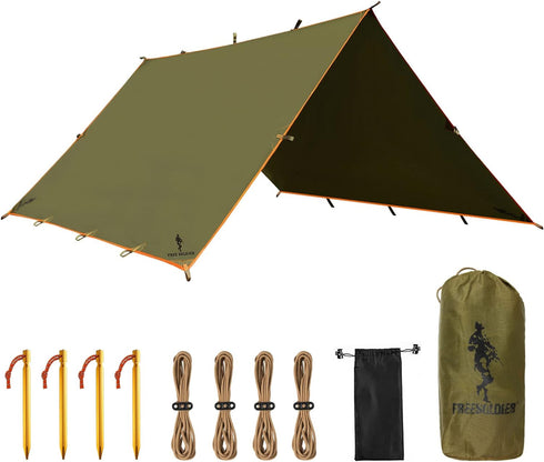 FREE SOLDIER Waterproof Portable Tarp for Outdoor Camping & Traveling (Brown)