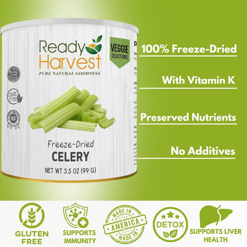#10 Ready Harvest Freeze-Dried Celery Fresh Pantry Staples | Camper Must Haves Camping Essentials, Camping Survival