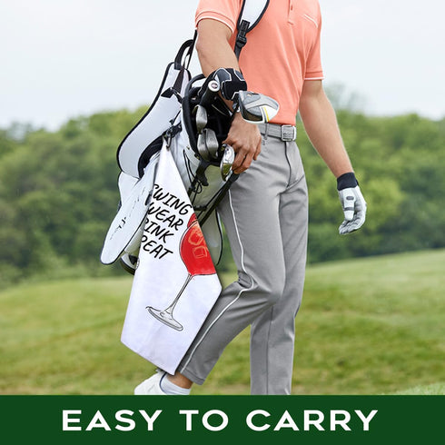 Swing Swear Repeat Golf Towel - Polyester and Cotton Blend Printed Funny Accessories for Men Women Golf Gift