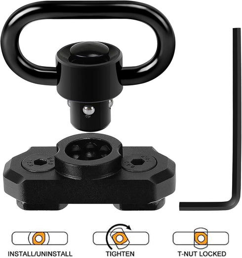 Two Point Traditional QD Sling, 1.25" 2 Point Sling Swivels Mounts for Mlock