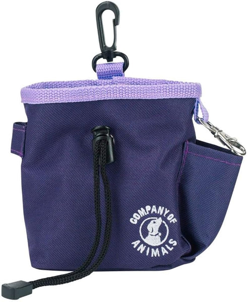 Company of Animals Treat Bag, Purple, Waterproof Pouch with Zipped Pockets & Drawstring, Clips on Belt or Pocket