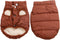 2 Layers Fleece Lined Warm Dog Jacket for Puppy, Soft Windproof Small Dog Coat, Brown, M
