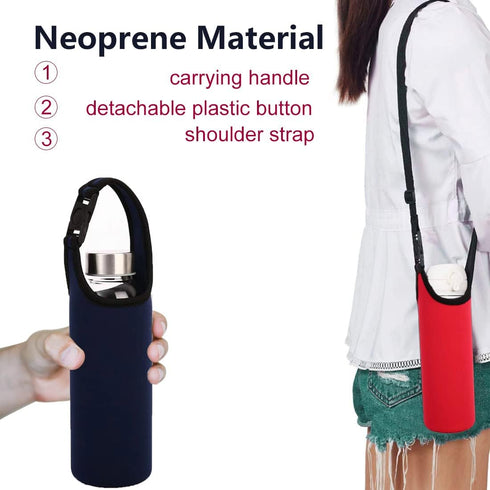TuNan 3 16oz-21oz, -3 PCS Water Bottle Carrier with Shoulder Strap Neoprene Sleeve Cup Holder Pouch with Carrying