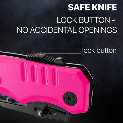 Spring Assisted Pink Knife - Pocket Knife for Women - Self Defense Knife for Women - Pink Knives - Cute Womens Girl Knife - Womens Folding Knife - Hot Pink Pocket Knife - Mothers Day Gift - 6681 P by Grand Way