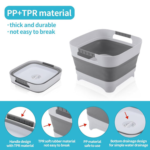 PandaEar Collapsible Baby Bottles Wash Basin, Foldable Wash Tub with Drain Plug for Infant Essentials, Bottles, Breast