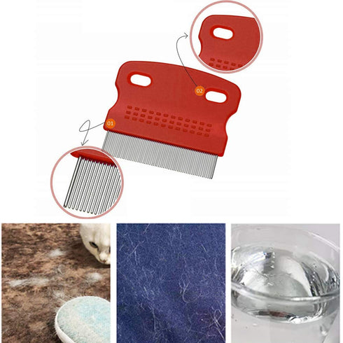 qiangXINGYai 3Pcs Grooming Kit with Handle: Flea Remover Combs for Long Hair Dogs and Cats (Random Color)