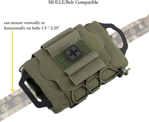 Tactical Military Pouch MOLLE, Rapid First-aid Belt Pouch, Survival Two-piece System Med Roll Carrier