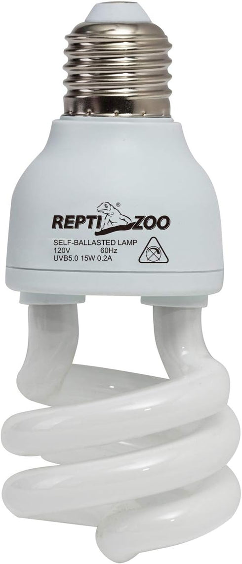 REPTI ZOO 15 W UVA UVB 5.0 Reptile Lights, Energy Saving Heat Lamp, Spiral Compact Bulb