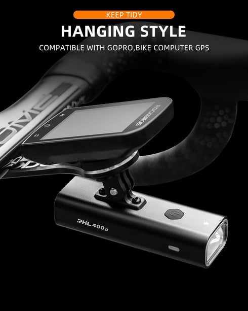 ROCKBROS Rechargeable Bike Light - Compatible with Out-Front Mount Bicycle Headlight for Night Riding