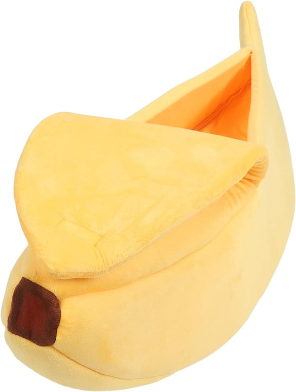 Cozy Zerodis Banana Shaped Cat Bed, Soft Warm Pet House with Semi Closed Design for Cats Dogs Kittens Puppy (XL)