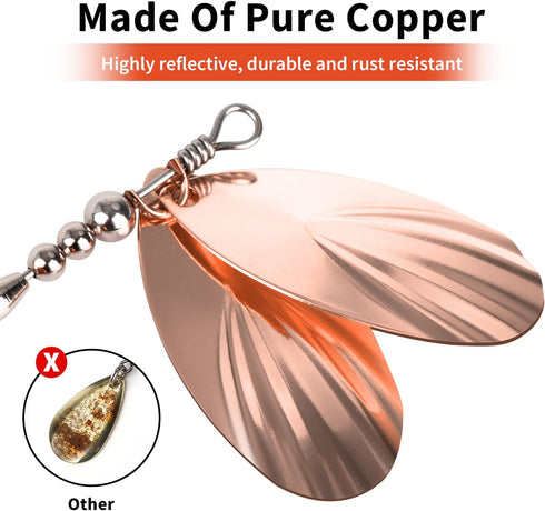 QualyQualy Fishing Spinner Bait 3pcs, Musky Bucktail Spinnerbait with Double Blades for Pike, Bass, Trout Lures