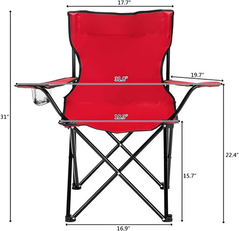 Generic Foldable Camping Chair, Portable Camping Chairs with with Arm Rest, Cup Holder & Carry Bag, Lightweight Beach