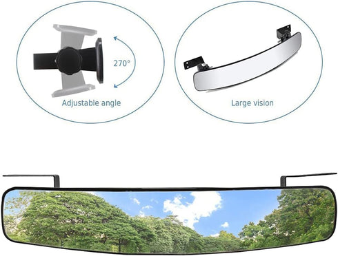 Golf Cart Rear View Mirror, 16.5 Inch Extra Wide Panoramic Fit for EZGO, Yamaha, Club Car