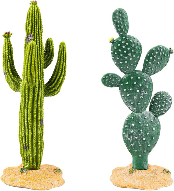 YOLUFER 2Pcs Reptile Cactus Plants Terrarium Decoration Faux Reptile Terrarium Cactus Plant Landscape