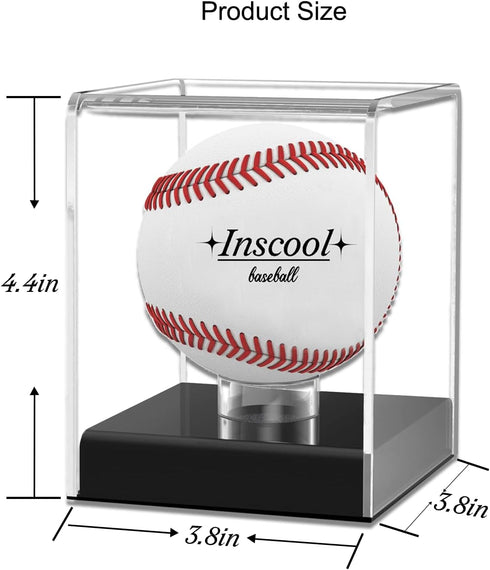 Inscool Acrylic Baseball Display Case, UV Protected Clear Display Cube, Memorabilia Baseball Case (Rounded Base)